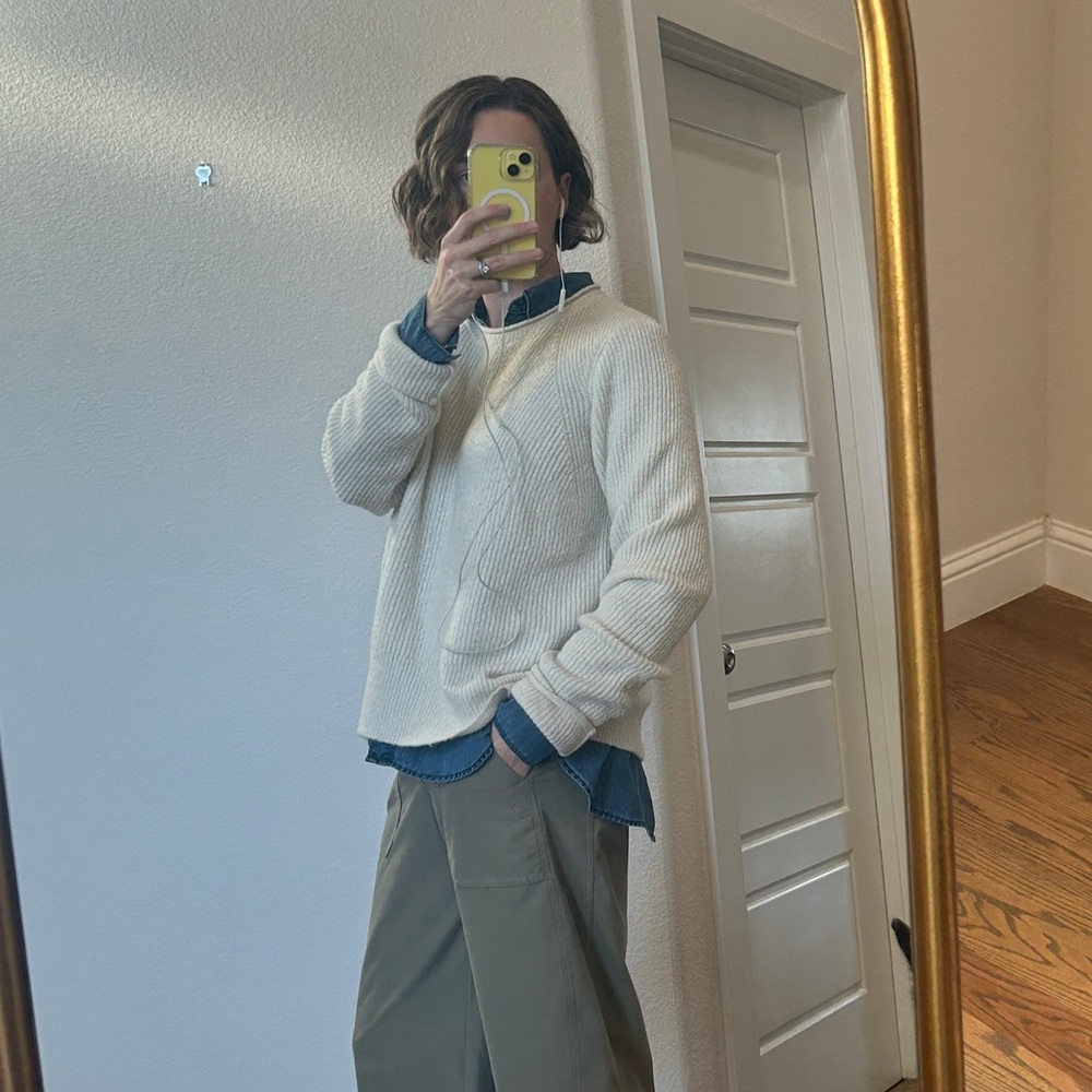 KÜHL Ribbed Knit Wool Blend Crewneck Sweater Oatmeal Size L